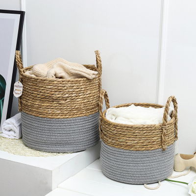 Creative Portable Storage Basket Wicker round Clothing Toys Storage Storage Basket Woven Dirty Clothes Basket