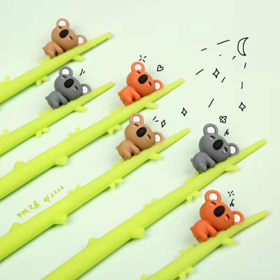 Korean Stationery Creative Silicone Cute Koala Gel Pen Climbing Trees Animal Koalas Swing Pen Ball Pen