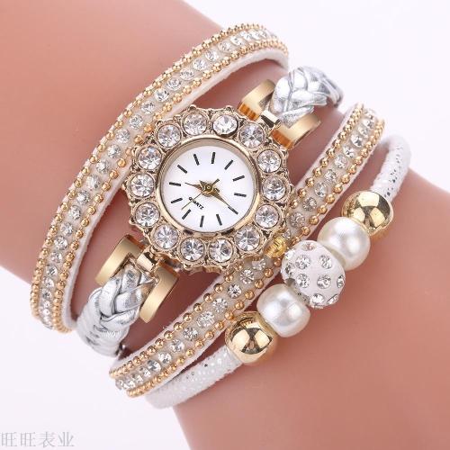 2020 fashion trend diamond-embedded casual winding watch aliexpress popular personalized pearl point diamond quartz watch