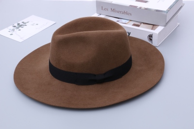 wind autumn and winter England cap big along retro woolen top hat men and women travel back to the side of the jazz hat