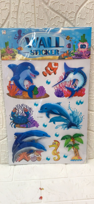 Dinosaur fruit animal Marine fish dolphin children's cartoon 3D  handmade decoration wall stickers