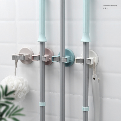 Strong Nail-Free Water Pipe Hook Mop Bathroom Punch-Free Mop Rack Bathroom Wall-Mounted Broom Rack
