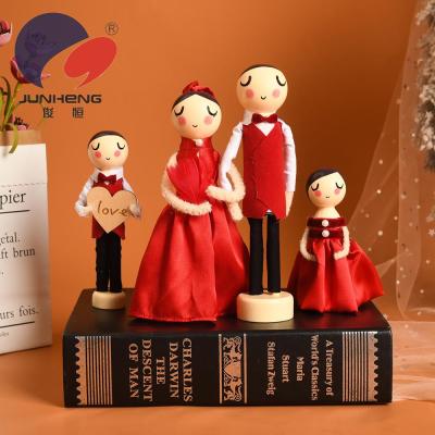 Junheng craft European -style wooden doll set mini wedding doll retro wooden market send girlfriend