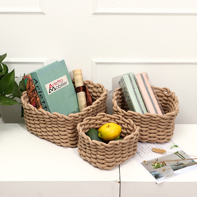 Storage Basket Straw Nordic Handmade Cotton Rope Storage Basket Storage Basket Home Finishing Soft Decoration Shooting Display Basket