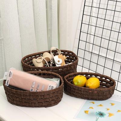 Handmade Paper Rope Woven Jewelry Display Desktop Stationery Storage Basket Small Tray Shooting Props Small Hand Towers Stand B & B