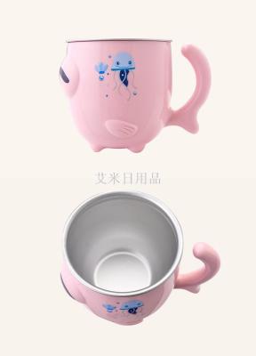 Wk-8932 children 304 with cover cute stainless steel thermos cup anti - hot anti - falling children drink cup