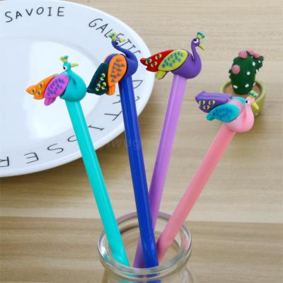 Cartoon Peacock Gel Pen Creative Learning Stationery Office Supplies Signature Pen Student Exam Black Gel Ink Pen