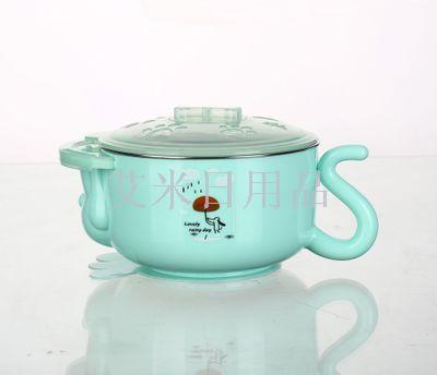 Wk-8929 baby stainless steel water insulation bowl baby suction cup bowl supplementary bowl children's tableware set