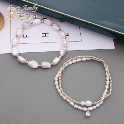 Yongfang jewelry fashion multi-layer fresh water Pearl chain bracelet string natural pearl handcraft jewelry