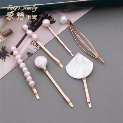 Korean Word clip Web celebrity Shaped Pearl Hair clip gold wire winding Edge clip French Bangs clip