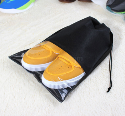 Blank Non-Woven Slippers Drawstring Drawstring Pocket Customized Transparent Sandals Bag Printable Logo Dustproof Packaging Bag