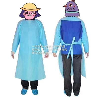 Blue CPE Roll Film Disposable Isolation Protective Clothing Blue Work Clothes Isolation Gown Factory in Stock