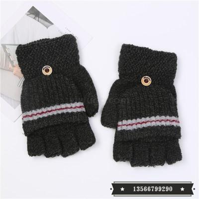 Children's Half Finger Gloves Autumn Winter Boys' Flip Magic Writing Gloves