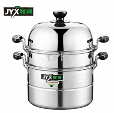 Jiaxing High Cover Three-Layer Single/Double Bottom Stainless Steel Steamer Multi-Purpose Combination Cover Three-Layer Pot One Pot Multi-Purpose