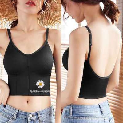 Internet Celebrity Live Streaming Hot Kaka Same Style Beauty Back Small Daisy Big U Back No Steel Ring Sports Tube Top Camisole for Women