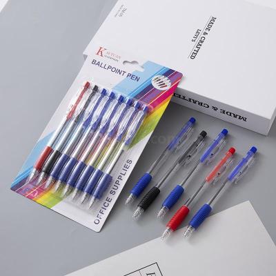 Office stationery set ballpoint pen set 8 press transparent rod ball point pens