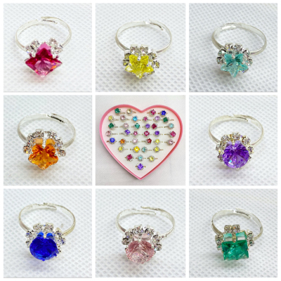 Toy Ornament Diamond Ring Girls Jewelry Gift Gift Play House Gem Princess Ring Jewelry Box
