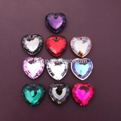 Manufacturer spot direct selling crystal peach purple light beads love shaped rhinestone necklace pendant DIY earrings