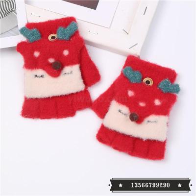 Baby Gloves Children's Cute Open Finger Autumn and Winter Children's Half Finger 3 Baby Warm Half Gloves