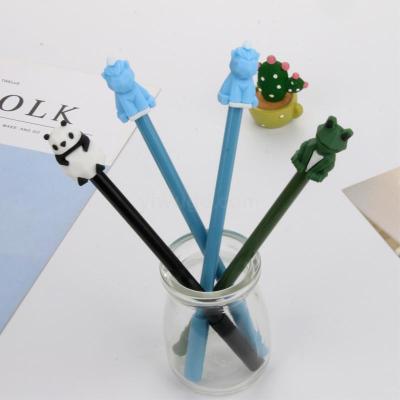 Factory Direct Sales Cartoon Cute Dinosaur Panda Geometric Facet Animal Gel Pen Black Ink Pen Student Signature Pen