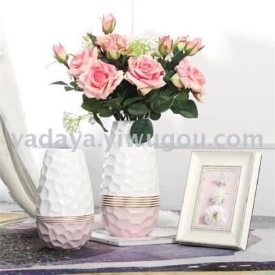 Ceramic vase places a piece of gold line sitting room to insert dry flower art northern Europe contracted table modern light luxury wind decoration