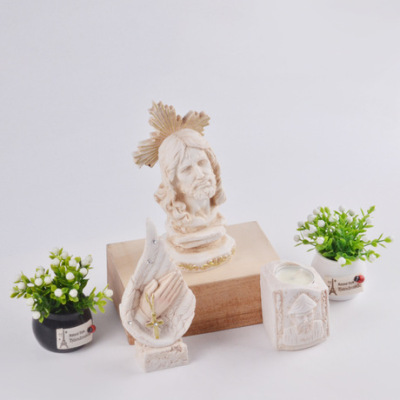 Creative resin crafts for Christ Jesus sculpture home candlestick decoration religious gifts