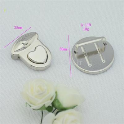 Heart-shaped iron sheet insert lock lock button lock clothing suitcase bag hardware handbag clamshell insert button