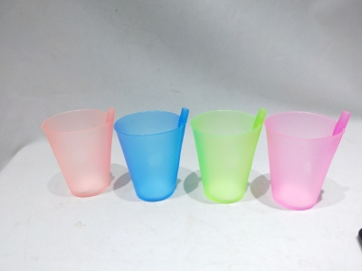 H41-003 Children's Plastic Cup with Straw Drop-Resistant Baby Home Summer Handy Juice Adult Water Cups Integrated
