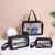 Amazon hot style cosmetic bag new transparent pu travel receive large capacity square wash gargle bag custom logo