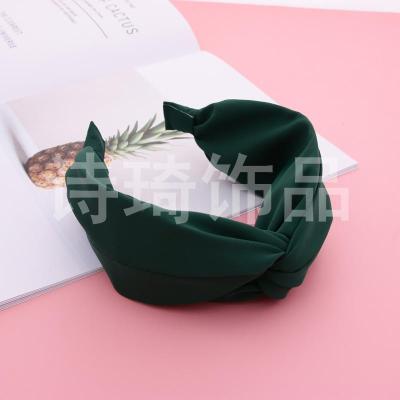 Autumn and Winter Solid Color Wide-Brim Hair Accessories Simple Cloth Knot in the Middle Hair-Hoop Headband Adult Multicolor Sweet Headband
