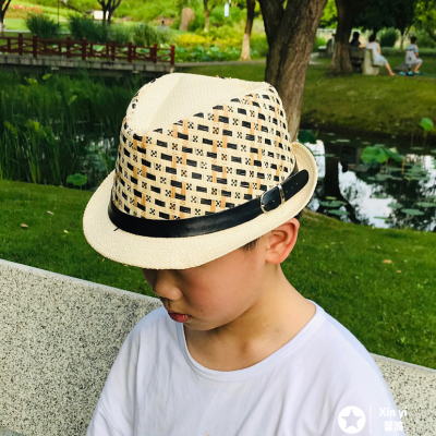 New summer hat, children's hat, straw hat, trendy boys' and girls' little top hat, jazz hat, fashionable beach hat, sun 