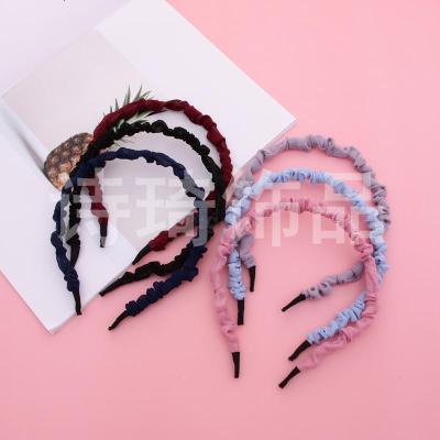 Fresh Fashion European and American Style Solid Color Decorative Hair Accessories Headband Narrow Edge Sweet Fabric Mesh Hair Fixer Headband