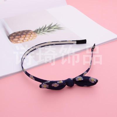 Bowknot Super Fairy Mori Girl Simple Small Floral Pattern Narrow Hair Band Simple Headband Hairpin for Face Washing