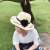 Summer hat, children 's straw hat, uv protection, embroidered straw hat, sun shade, sun block, beach hat, Korean foldabl