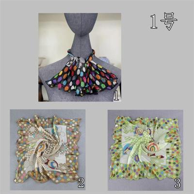 Factory Wholesale Medium Kerchief Summer Autumn Korean Style Fashion Ruffles Wooden Ear Female Small Silk Scarf Sunscreen Decorations