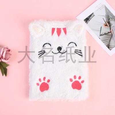 Express cartoon cat design primary and secondary school students plush notebook notepad girls express notes hand book