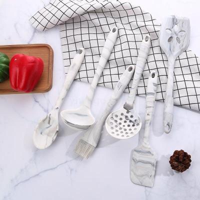 NEW kitchen utensils marbling silicone shovel soup ladle brush spatula filter set