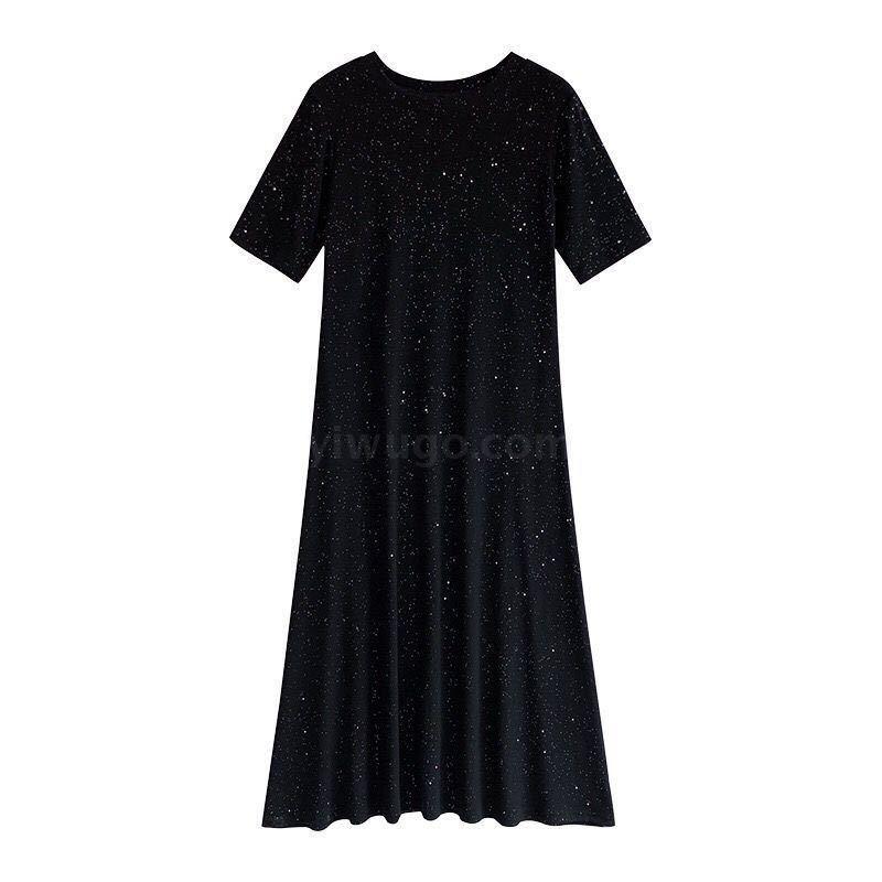 春夏季新款韩版女装大码宽松裙子收腰显瘦连衣裙中长款A字裙