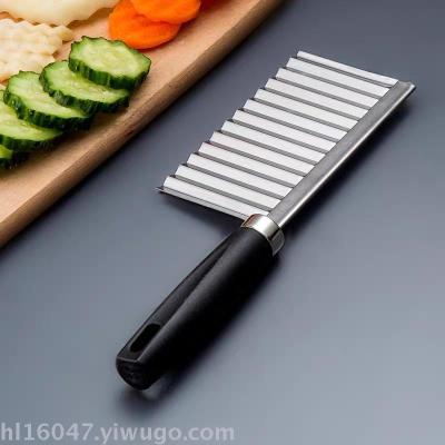 Colorful Handle Ripple Knife Wavy Stainless Steel French Fries Knife Potato Ripple Knife