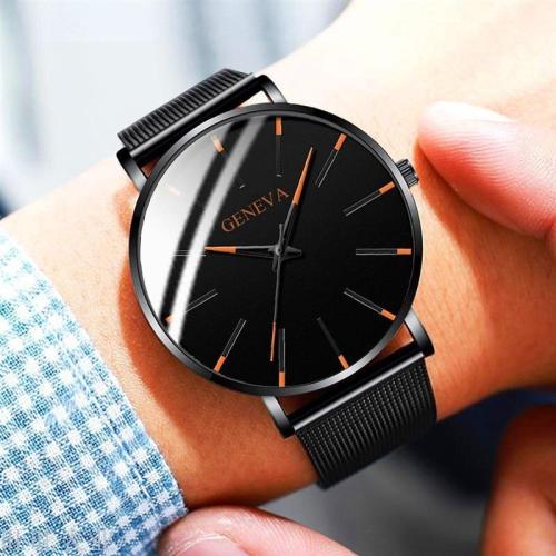 Cross-Border Ultra-Thin Men‘s Watch Mesh Belt Business Quartz Watch Geneva Casual Trend Men‘s Watch