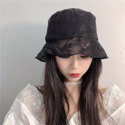 Fisherman Hat Summer Thin Korean version of the Tidal Day Department of Versatile Flowers Lace Mesh vintage hollow out Cover