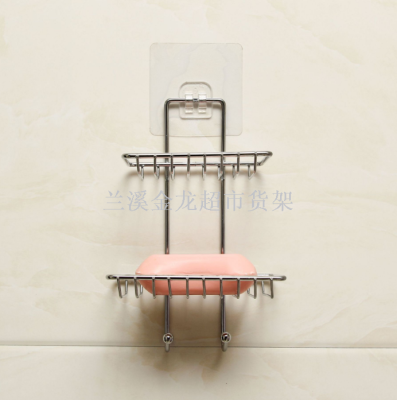 No trace stick bathroom soap rack stainless steel color soap rack double bar soap box soap box manufacturers wholesale