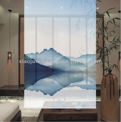 Shutter curtain shading hand pull landscape painting living room hanging scroll pull lifting curtain