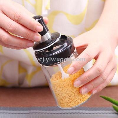 New glass with spoon sauce jar spoon cover integral