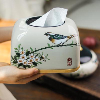 New Chinese style creative ins wind ceramic paper box household sitting room tea table table bedroom decorativepaper box