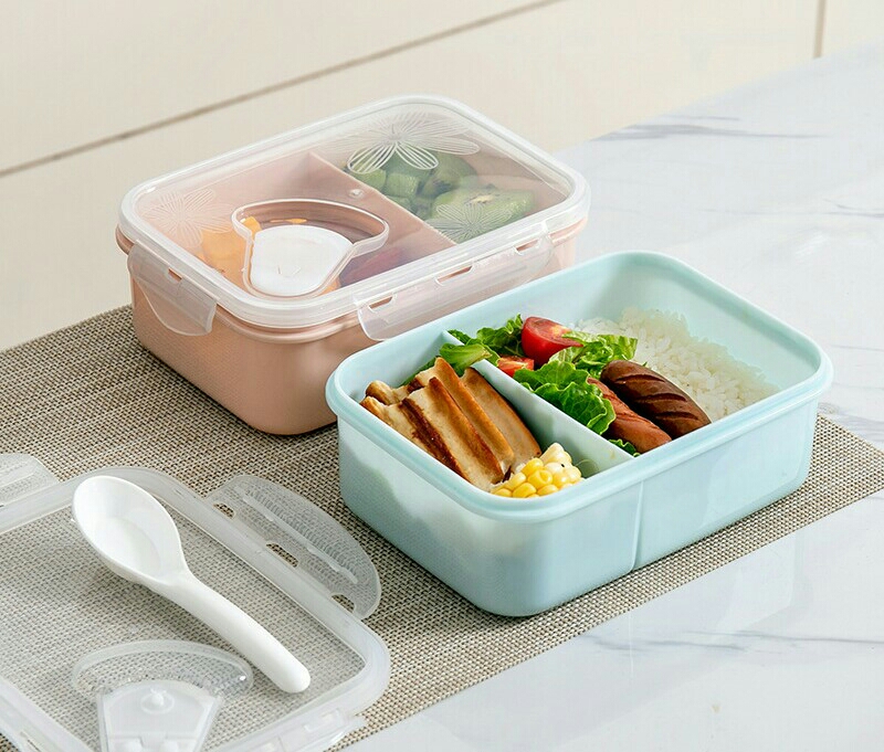 Y24-2502新品韩式冰箱密封塑料食品保鲜盒微波炉饭盒分格学生餐盒