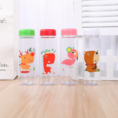 Manufacturers direct creative single-layer animal plastic water cup with cloth cover portable super cute transparent baby deer flamingo