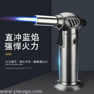 Metal Inflatable Windproof flamethrower lighters heat resistant straight flush welding gun Kitchen Flamethrower wholesale