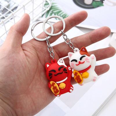 Han Feng cute cat Lucky cat student bag Pendant soft glue Lucky cat wechat business gift