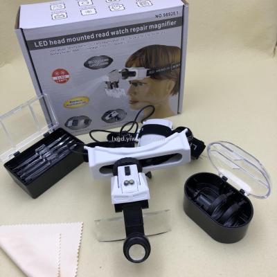 9892e1 Head-Mounted Reading Led Magnifying Glass HD Combination Multiple Watch and Clock Repair Multifunctional Magnifying Glass